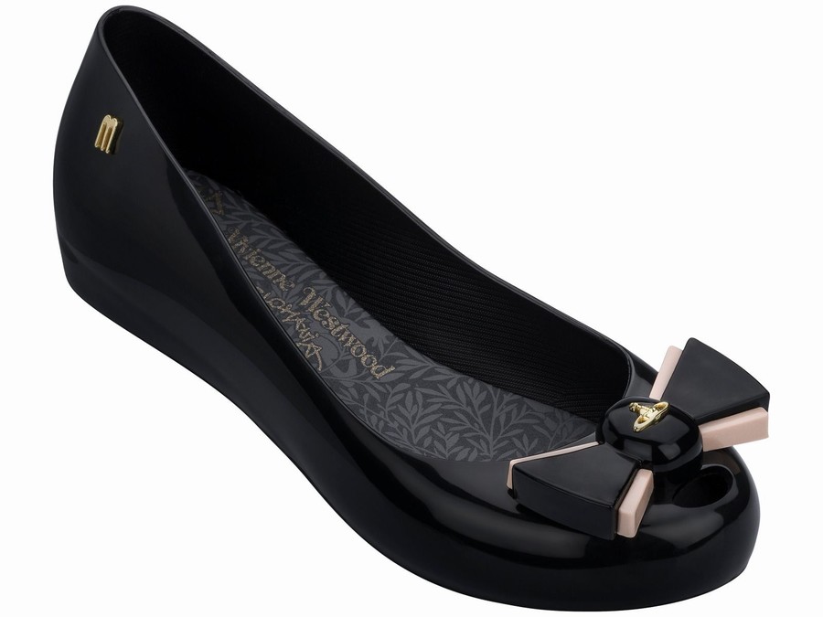 Bailarinas Melissa Vivienne Westwood Ultragirl Bow Mujer - Negras - Argentina ZTD-142683